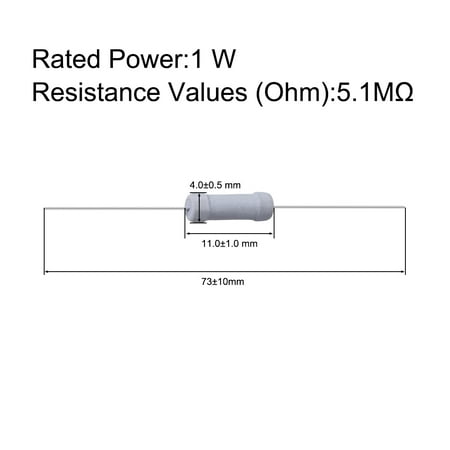 50 Pcs 1W 1 Watt Metal Oxide Film Resistor Axial Lead 5.1 Ohm ±5% Tolerance